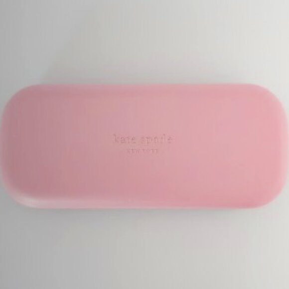KATE SPADE Hardshell Eyewear Case Pink & Forest Green Goldtone Trim Storage Case - Picture 4 of 8